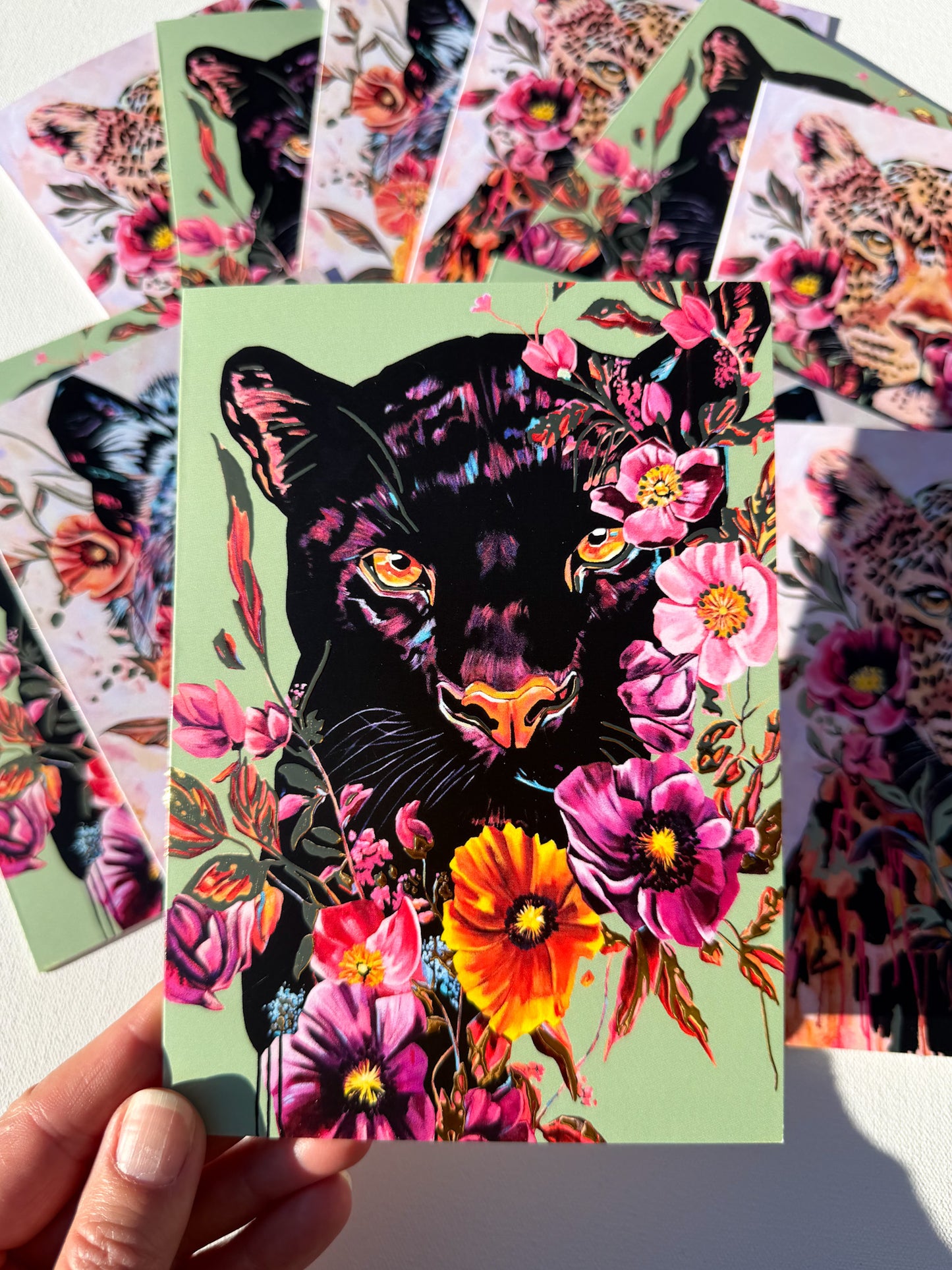 "into the jungle" greeting card
