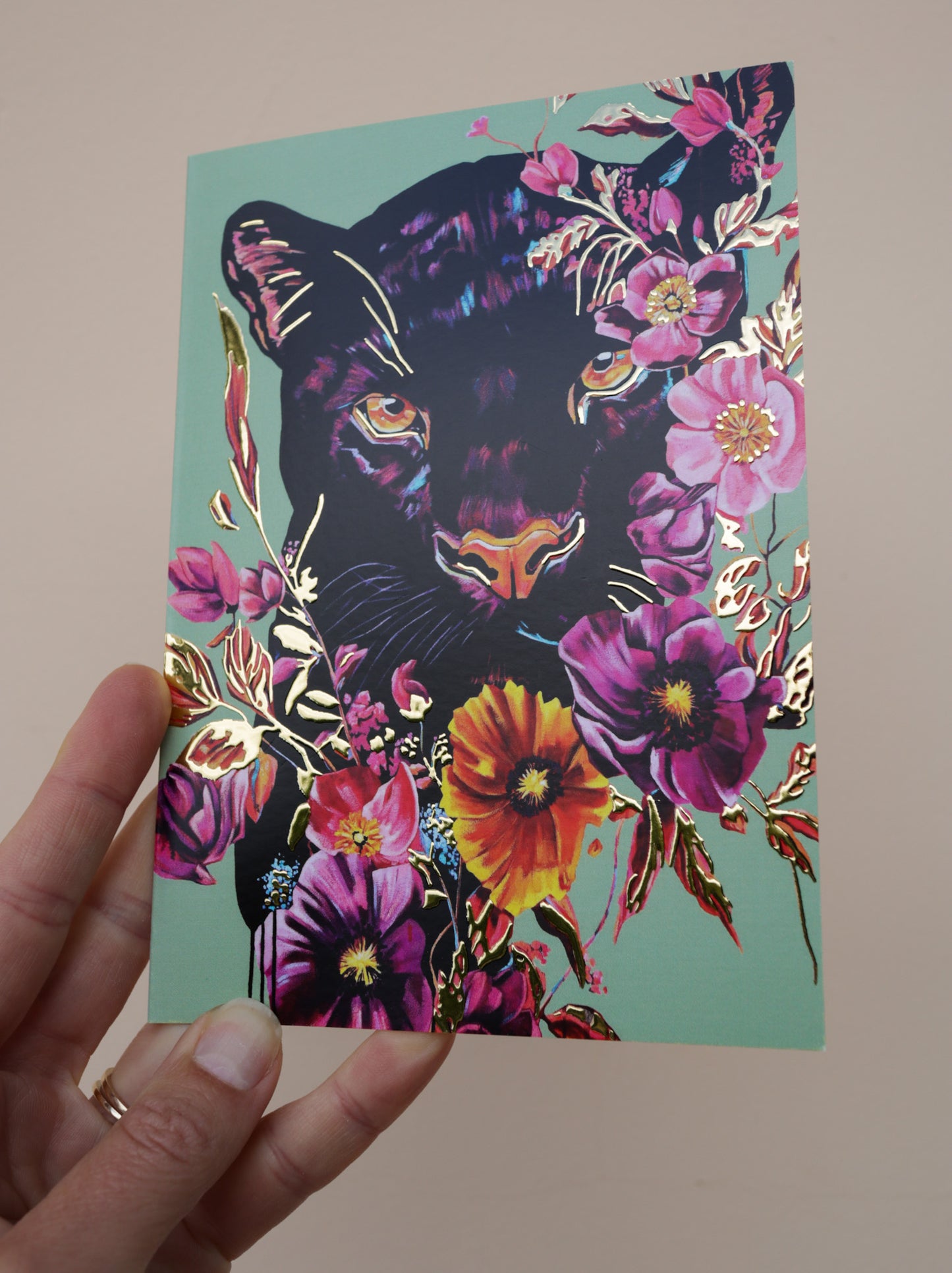 "into the jungle" greeting card