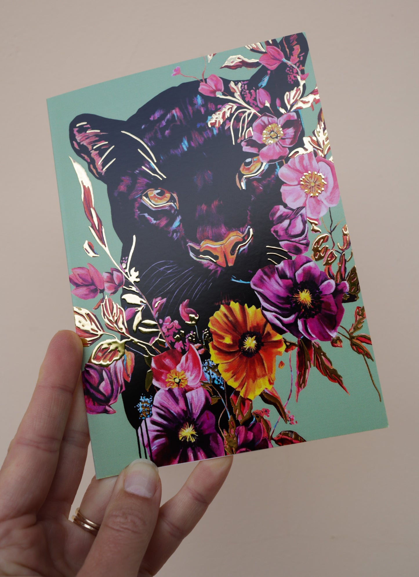 "into the jungle" greeting card